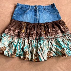 NWOT Denim and Printed Skirt - Labeled M, Fits like a Small